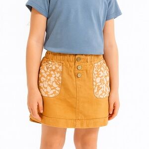 Kids Mustard Skirt with Patterned Pockets